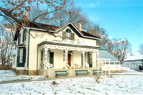 General view of Bell Homestead National Historic Site of Canada, showing the house with its vernacular British classical design, 1995.; Parks Canada Agency / Agence Parcs Canada, James De Jonge, 1995.