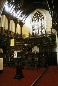 View of the interior of St. Paul's Presbyterian Church / Former St. Andrew's Church, showing its original interior woodwork, 1994.; Parks Canada Agency / Agence Parcs Canada, J. Butterill, 1994.