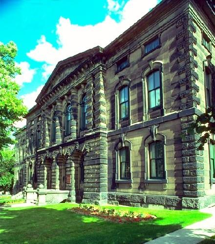 General view of the Halifax Court House, the compact, rectangular three-storey massing of its original block.; Parks Canada Agency / Agence Parcs Canada.