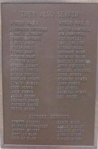 Photo view of bronze plaque on the War Memorial, Branch, NL, 2008; HFNL 2008