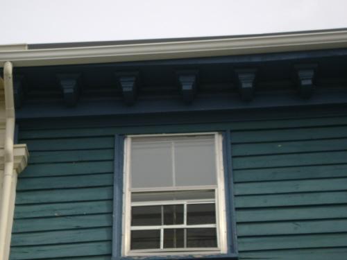 This photograph shows the cornice modillions, 2007; Town of St. Andrews