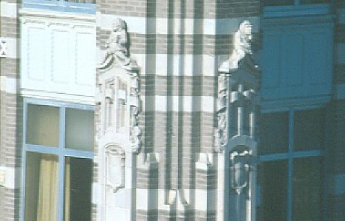 Close-up of gargoyles on NE corner; Government of Saskatchewan, Frank Korvemaker, 1986