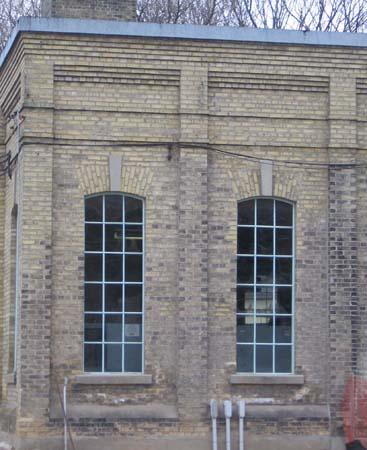 Featured is the decorative brickwork and concrete keystones over the windows, 2007.; Lindsay Benjamin, 2007.