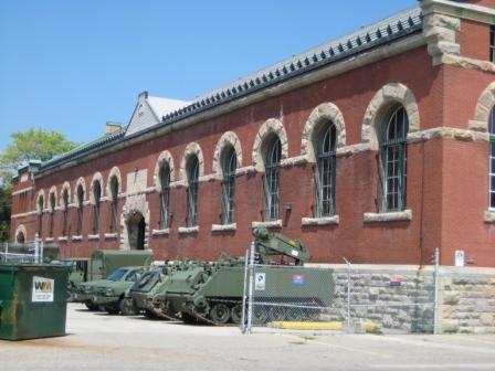 West side of building, access to drill hall; Sarah Middleton, Brock University, 2008