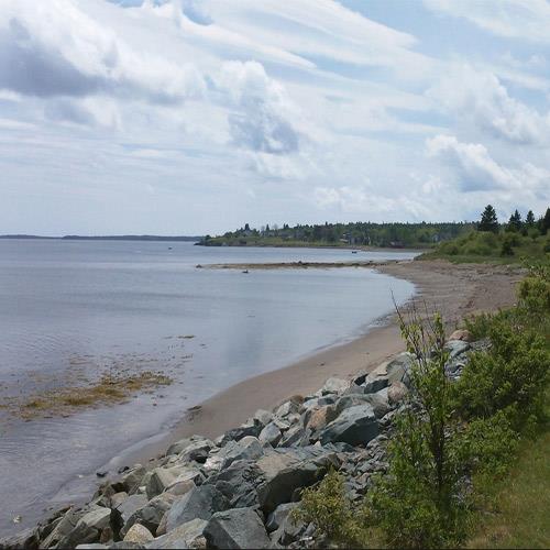 General view of the western shoreline of the LaHave River near the location of Fort Sainte Marie de Grace National Historic Site, 2010.; Parks Canada Agency/Agence Parcs Canada, 2010.