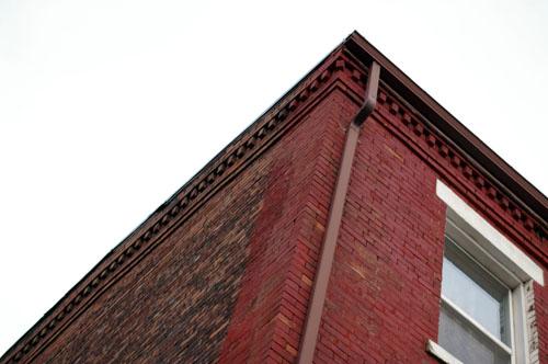 This photograph shows the cornice brickwork, 2007; City of Saint John