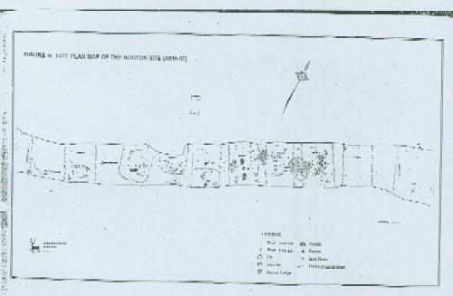 Of note are the remains of nine longhouses.; Archaeological Services Inc. n.d.
