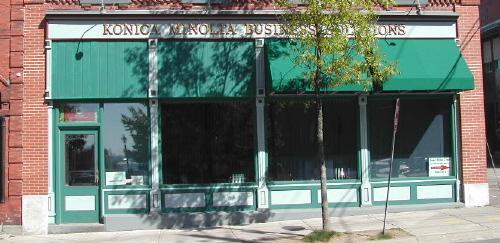 This photograph shows the storefront divided by pilasters, 2007; City of Saint John