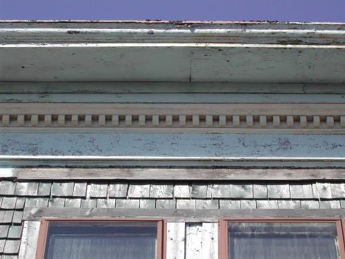 This photograph illustrates the denticulated cornice, 2007; City of Saint John
