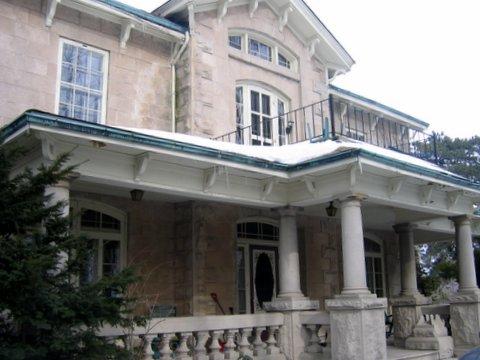 Featured are the roof brackets, French windows and front entrance.; Mary Tivy, 2008.