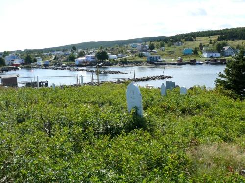View overlooking New Perlican Harbour of St. Matthew's United Church Southside Cemetery, New Perlican, NL. Photo taken 2009.; HFNL/Andrea O'Brien 2009