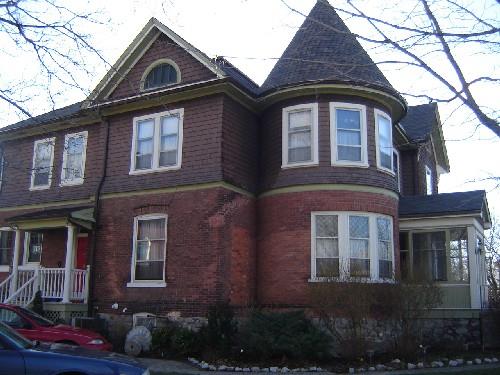 Of note is the round  corner turret.; Kayla Jonas, 2008.
