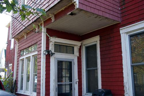 This image shows the building's entrance porch; City of Saint John, 2007
