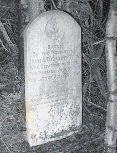 Photo of John and Elizabeth Tilley headstone at Shoal Harbour Methodist Cemetery, Shoal Harbour, Clarenville, NL, circa 2007. ; Clarenville Heritage Society Inc. 2008