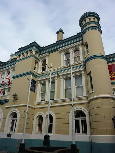 General view of Former Victoria Law Courts, showing its eclectic architectural style as evidenced in its irregular fenestration, 2011.; Parks Canada Agency / Agence Parcs Canada, Andrew Waldron, 2011.
