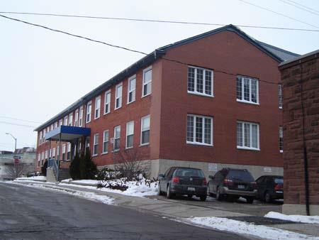 View of the east and south elevations as seen from King Street North, 2007.; Kayla Jonas, 2007.