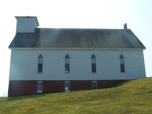 West elevation, Isaac's Harbour Baptist Church, Isaac's Harbour, NS; Heritage Division, NS Dept. of Tourism, Culture and Heritage, 2009