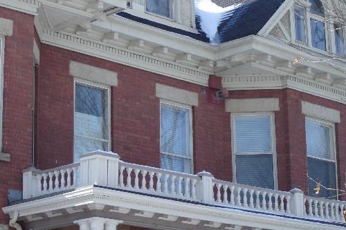 Of note is the detailed cornice work, half-timber and stucco veneer on the gable.; Paul Dubniak, 2008.
