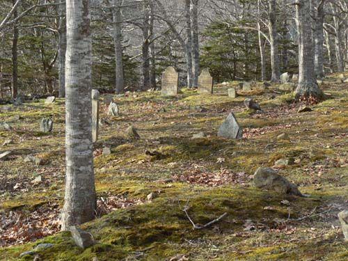 View of old burying ground at rear of church, Argyle Historic Church and Cemetery, Tusket, NS; Heritage Division, NS Dept. of Tourism, Culture and Heritage, 2009