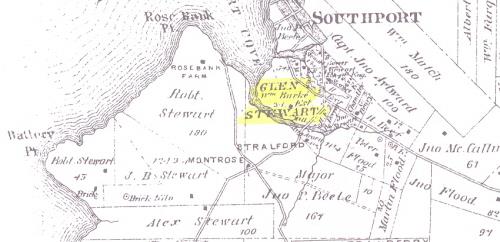 Location of William Burke's Glen Stewart Farm; Meacham's Illustrated Historical Atlas of PEI, 1880