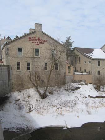 This photo depicts the buildings' location on the northern shore of the Grand River, 2007.; Lindsay Benjamin, 2007.