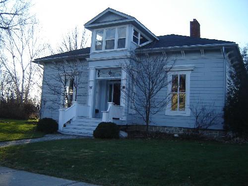 Of note is the symmetrical form and massing of the Greek Revival style.; Kayla Jonas, 2008.