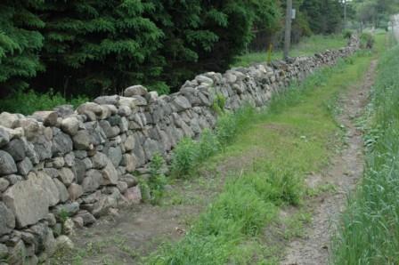 Of note are the rough courses of large and small stones.; Sally Drummond, 2008.