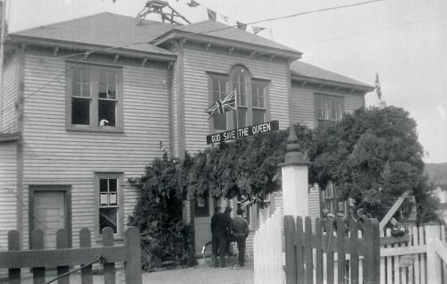 Historic photo of Fogo Courthouse and Public Building, Fogo, NL. Photo taken circa 1950. ; Town of Fogo 2009