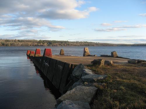 This image shows Humphrey's Wharf, looking east; Village of Cambridge-Narrows