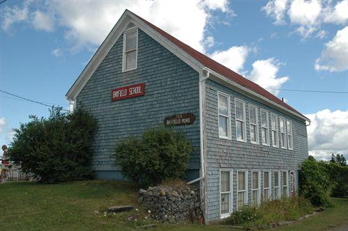 Corner view of the former Bayfield School, Bayfield, N.S.; Heritage Division, N.S. Dept. of Tourism, Culture and Heritage, 2009.