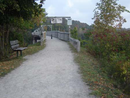 View looking north across the Menesetung Bridge, now a walking trail.; Kayla Jonas, 2007.