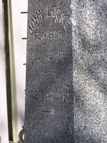 Detail of the Senator John Locke monument in the Church Street Cemetery, Town of Lockeport, NS.; NS Dept or Tourism, Culture & Heritage, 2009