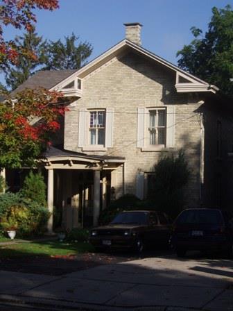 Of note is the two storey buff brick exterior.; Paul Dubniak, 2008
