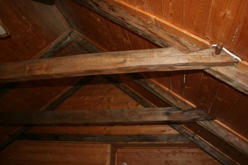 Showing wooden pegs in rafters; Province of PEI, 2008