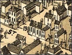 Historical image of Messiah Church and surrounding area.; City of Brantford, n.d.