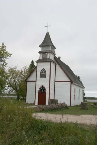 Primary elevation, from the south, of Christ Anglican Church, Sagkeeng First Nation, 2009; Historic Resources Branch, Manitoba Culture, Heritage and Tourism, 2009
