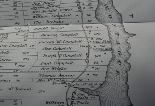 Kiln is located on Duncan M. Campbell property; Meacham's Illustrated Historical Atlas of PEI, 1880