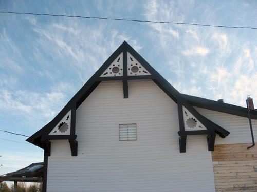 This image shows the north façade of the building; Village of Gagetown