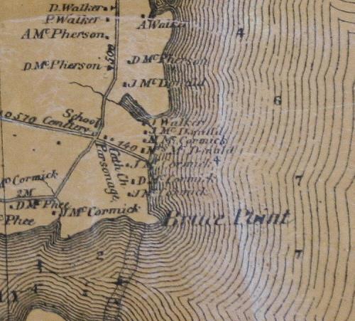 Showing location of cemetery; Lake Map of PEI, 1863