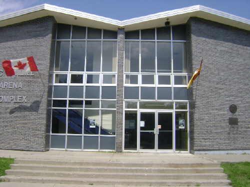 This photograph shows the arena entrance, 2009; Town of St. Andrews