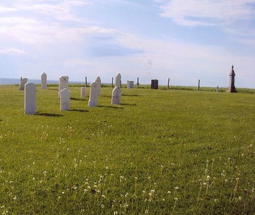 Cemetery and Northumberland Strait in background; PEI Genealogical Society, George Sanborn Jr., 2009