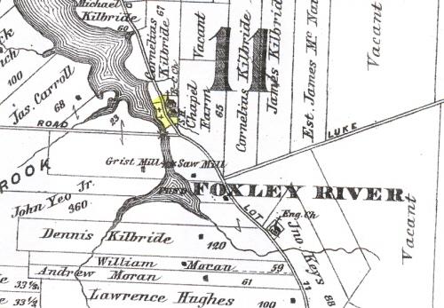 Cemetery is located in highlighted area; Meacham's Illustrated Historical Atlas of PEI, 1880