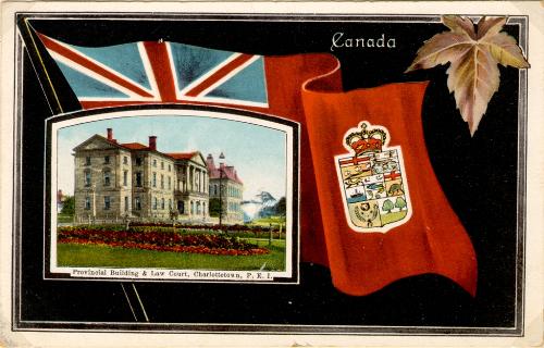 Coloured Postcard Image of Provincial Building on Queen's Square, Charlottetown, early 1900s; Unknown