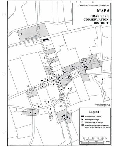 Map of the Grand Pré Heritage Conservation District, Nova Scotia; Courtesy of the Municipality of the County of Kings