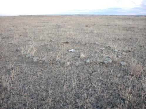Close-up view of a 4m diameter tipi ring, 2007.; Government of Saskatchewan, Marvin Thomas, 2007.