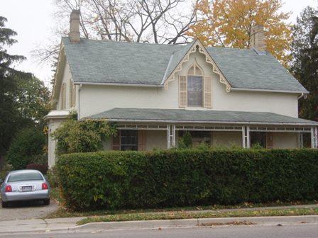 Of note is the high centre gable with lancet window.; Paul Dubniak, 2008.