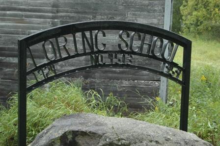 Steel sign in front of Loring School; Winkel, 2009