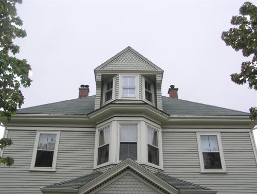 C. A. MacQuarrie House, central bay and dormer, 2004; Heritage Division, NS Dept. of Tourism, Culture and Heritage, 2004