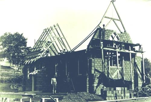 The Hartland Cement Company supplied the concrete blocks; Doris E. Kennedy