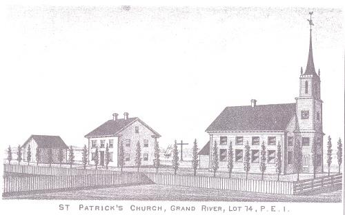 Engraving of church before W.C. Harris changes; Meacham's Illustrated Historical Atlas of PEI, 1880